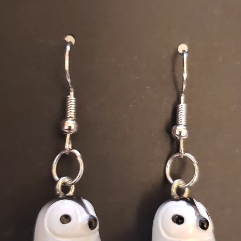Handmade Black White Winter Penguin Earrings